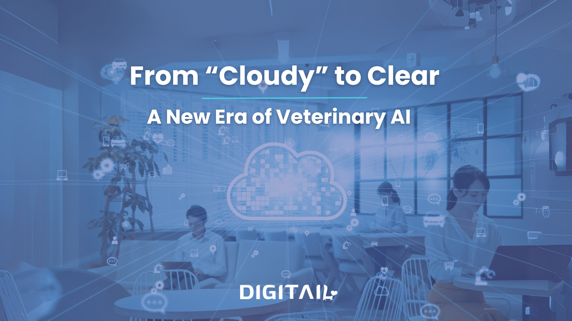 Modern veterinary clinic with AI-enabled diagnostic equipment showing advanced technology integration