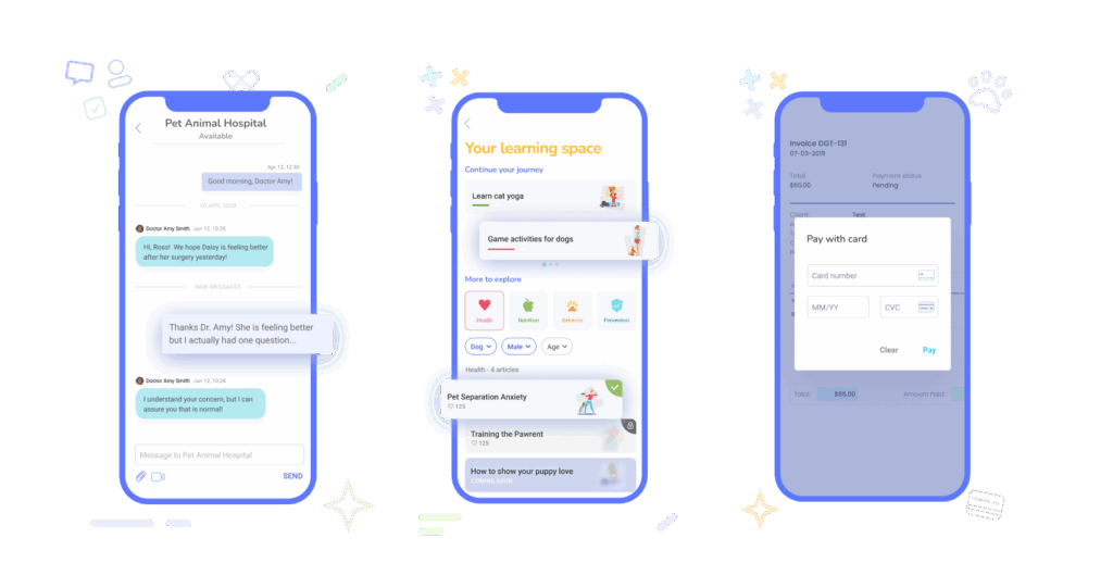 Digitail Pet Parent App Interface