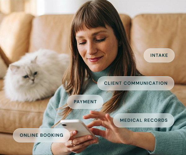 Photo Diagram. Woman with cat