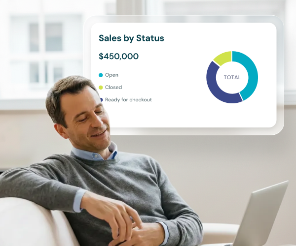 Photo Diagram Man with Laptop Sales by Status